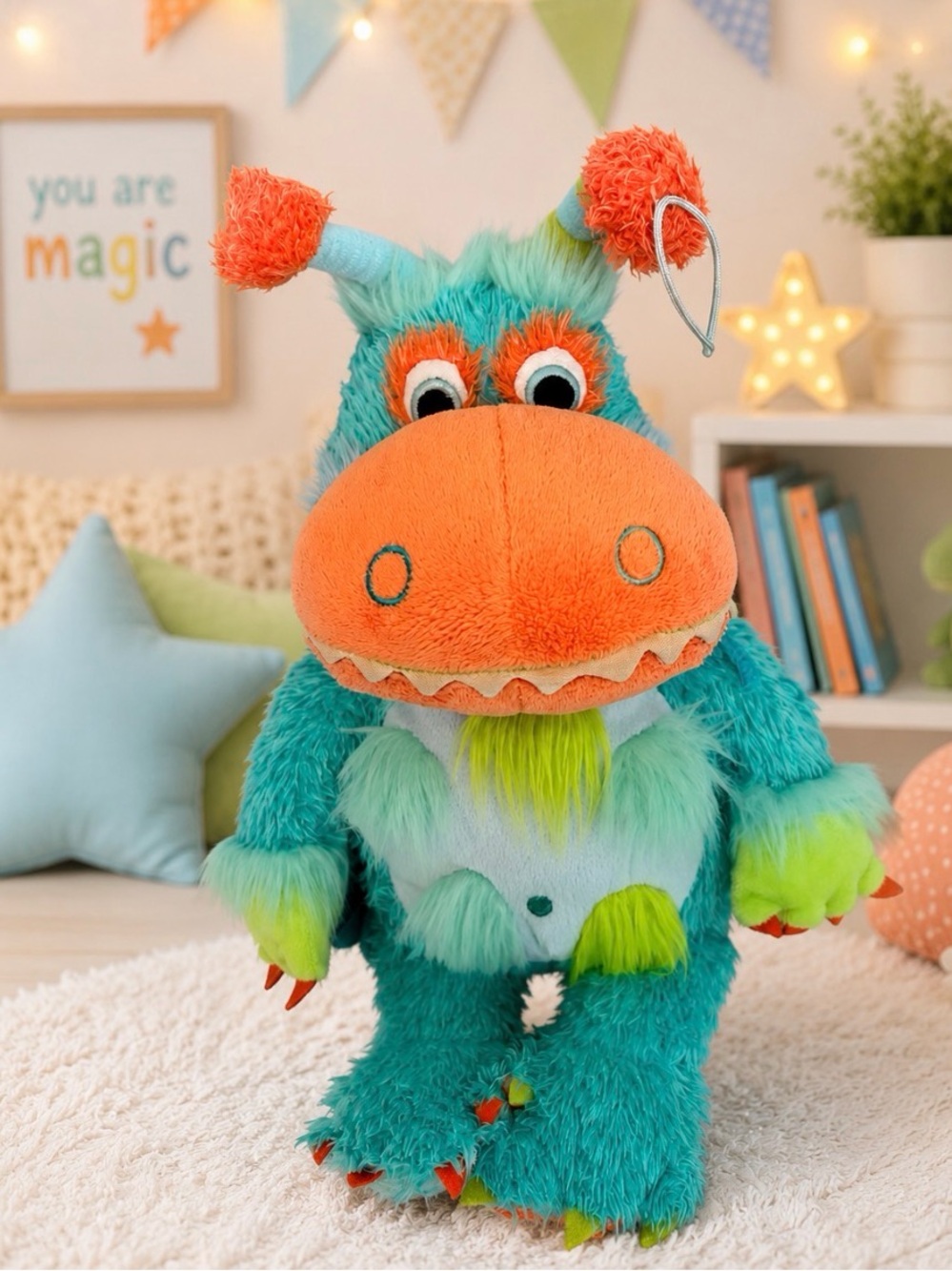 Manhattan Toy Company Galoompagalots Trilby Monster Plush Teal Orange RARE HTF